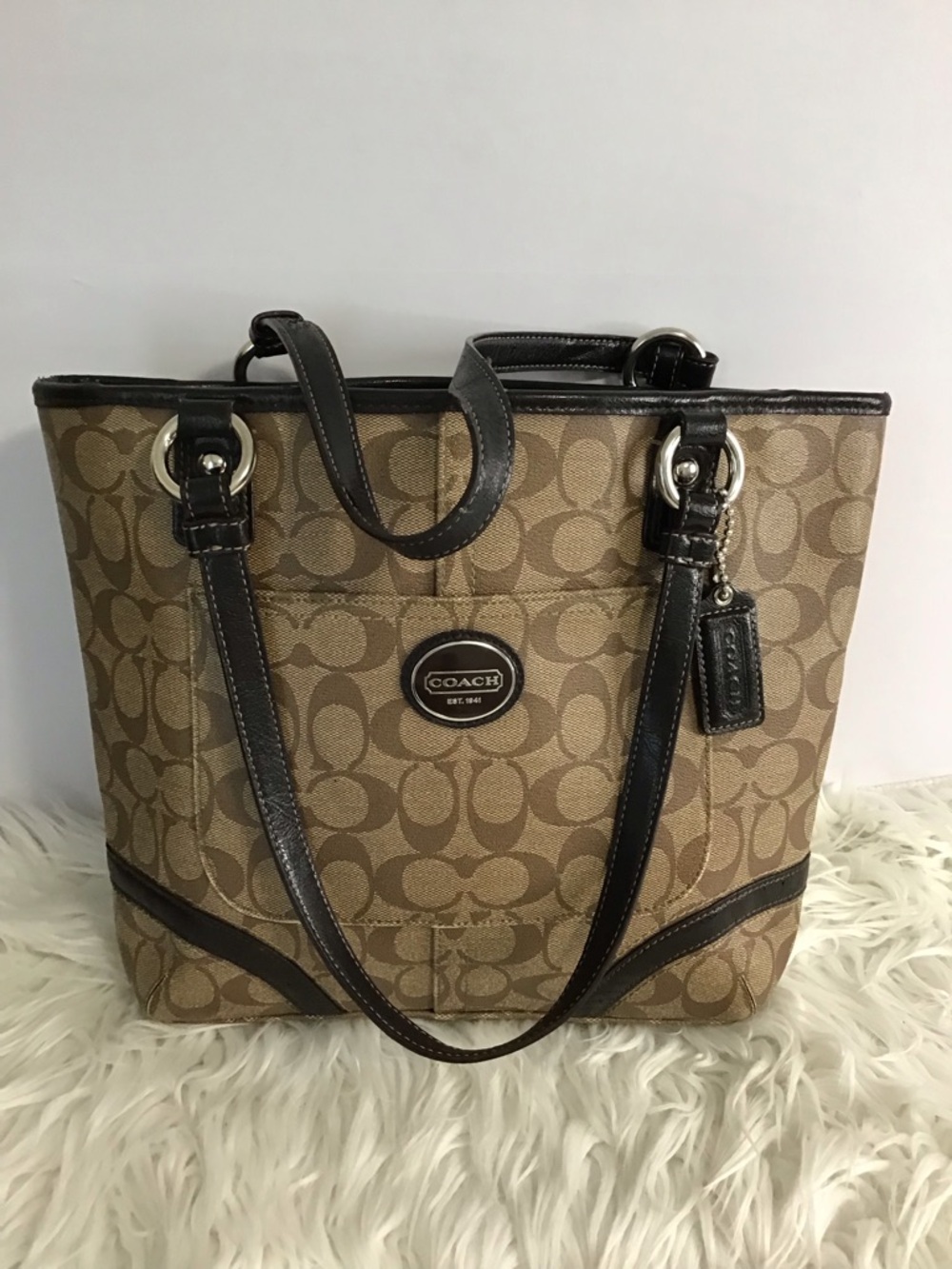 Coach Peyton Signature Logo Heritage Handbag Tote BrownVintage Y2K - Picture 16 of 16